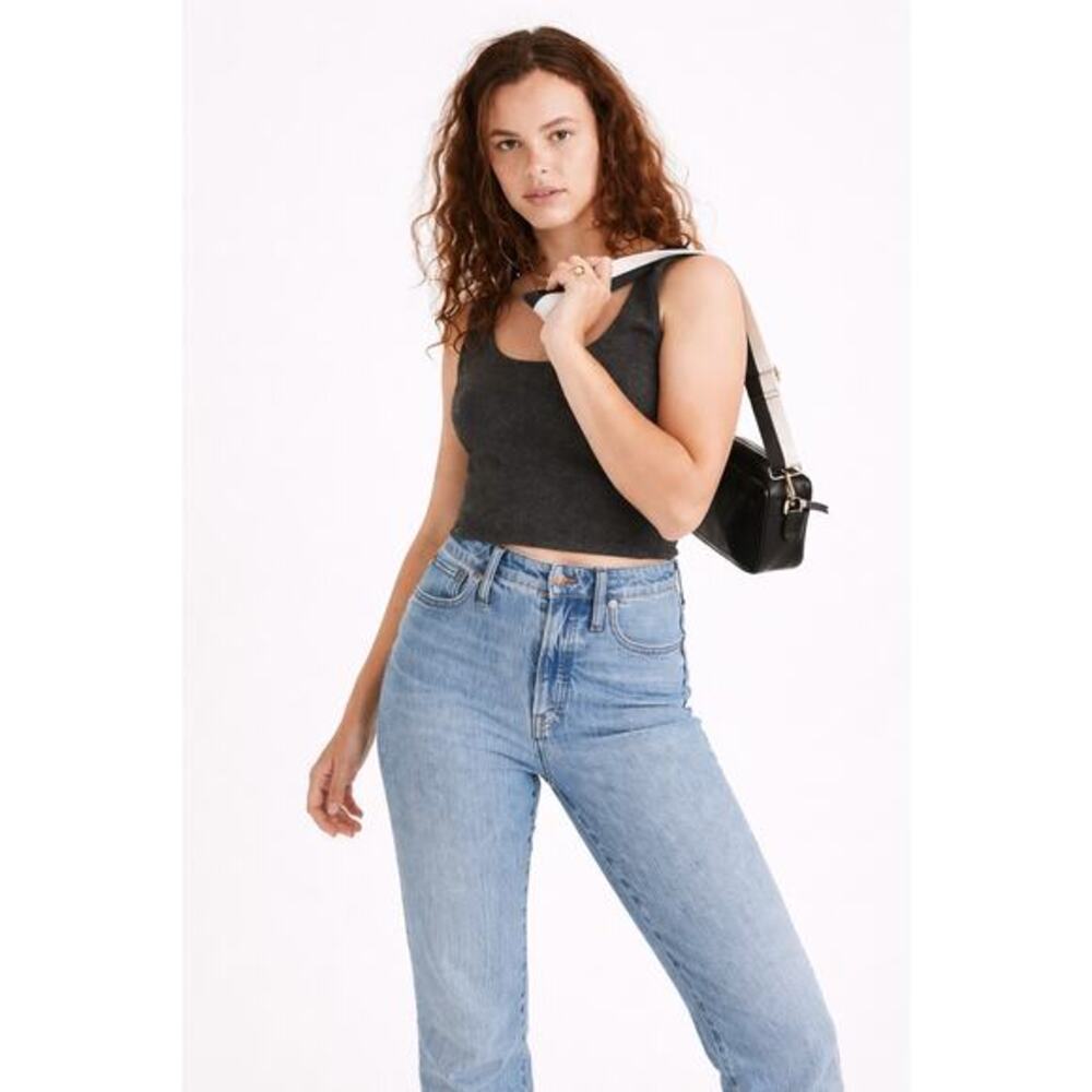 Madewell Brushed Rib Casual Tank Crop Top Medium Clean Girl Basics